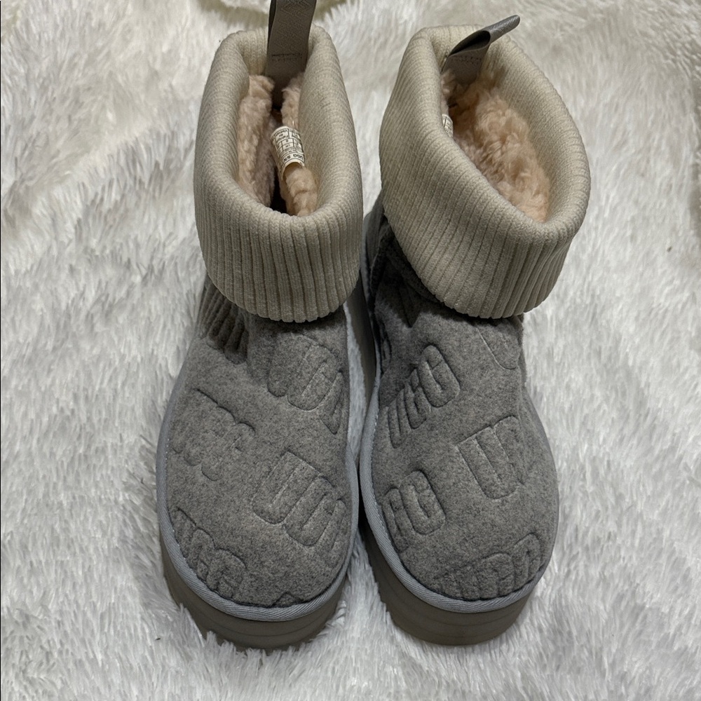 Gray Fleece-Lined Boots